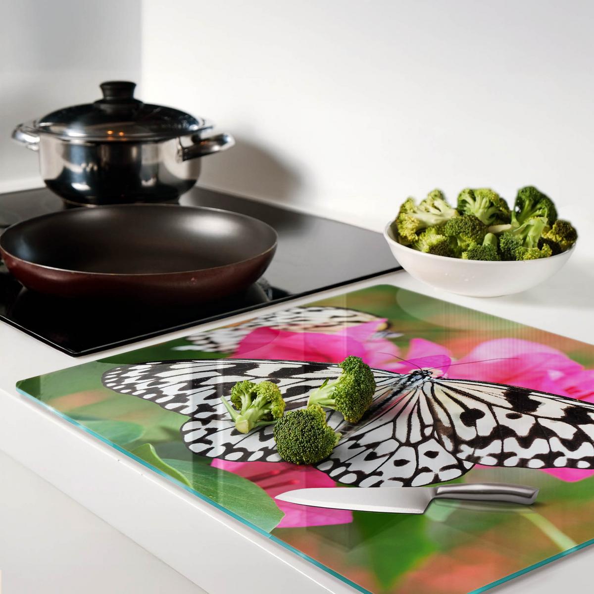 GLASPLATTE 60x52 cm Schmetterlingsblume - Pink, Glas (60/0.4/52cm) - TULUP