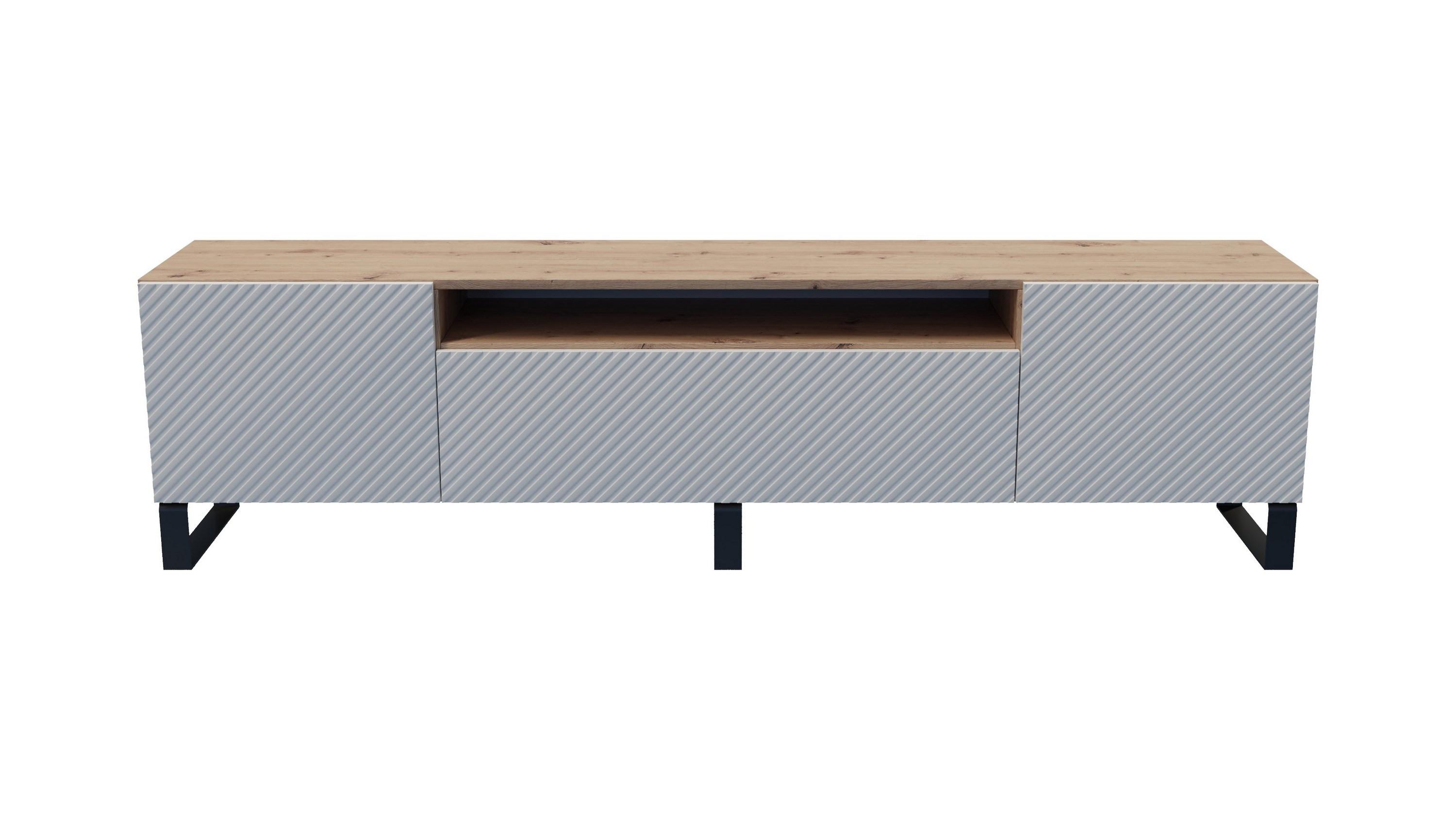 LOWBOARD VAREN 200/41/40 cm, Stand-TV-Schrank Eiche Artisan - Weiß/Eiche Artisan, Holzwerkstoff (200/41/40cm) - MASSENO