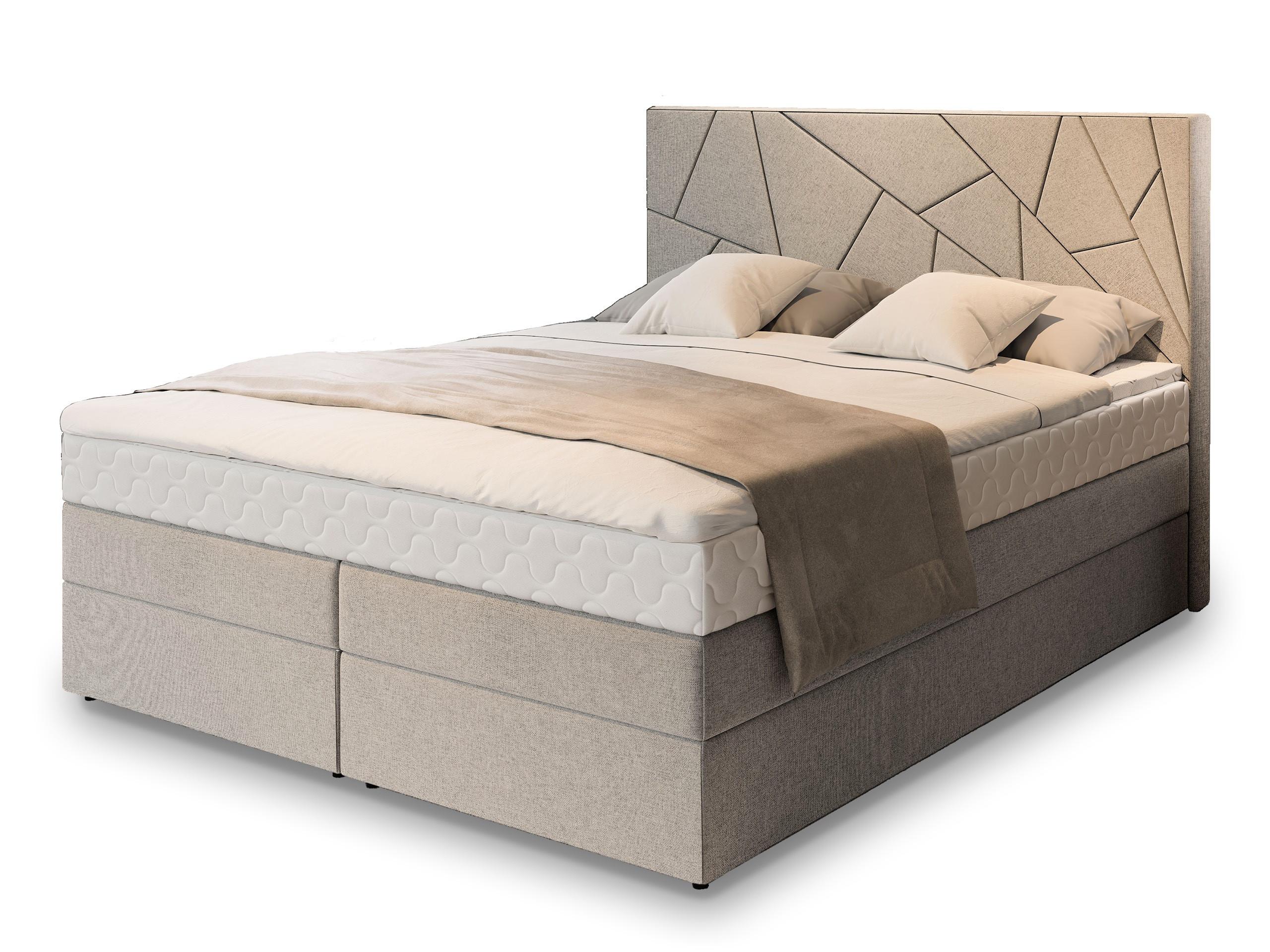 BOXBETT TRANI 160x200 cm mit Matratze und Topper - Beige - Beige, Holz (160/200cm) - MASSENO