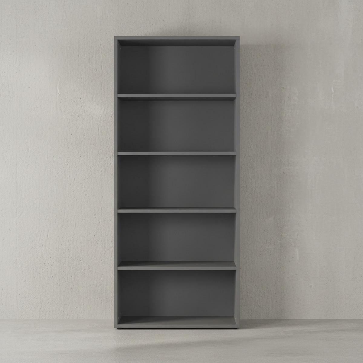 AKTENREGAL Universal FRANKFURT groß 80x197cm, 5 Ordnerhöhen, Graphit - Schwarz, Holzwerkstoff (80/197/40cm) - KADIMA DESIGN