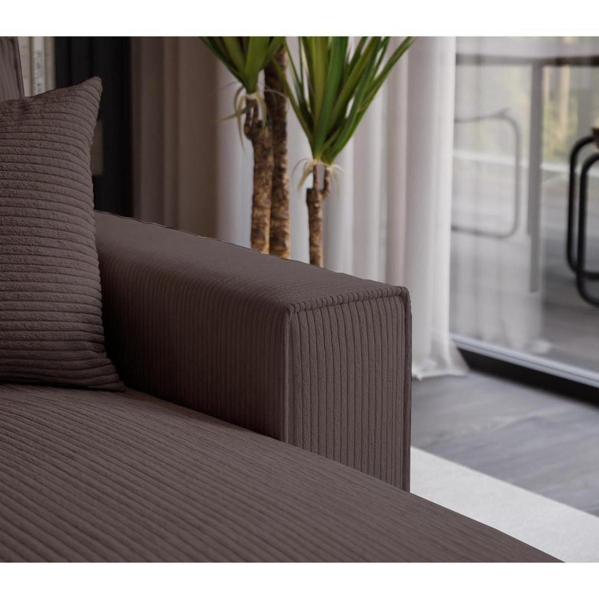 ECKSOFA Parys mit Schlaffunktion und universeller Ottomane, braun - Schwarz/Braun, Kunststoff/Textil (290/185cm) - Beautysofa