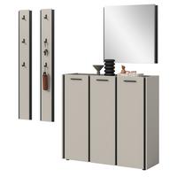 GARDEROBEN-SET 4-teilig Kaschmir 185 x 190 cm, Komplettset mit Soft-Close - Kaschmir/Schwarz, Glas/Holzwerkstoff (185/190/37cm) - Inn.Furn