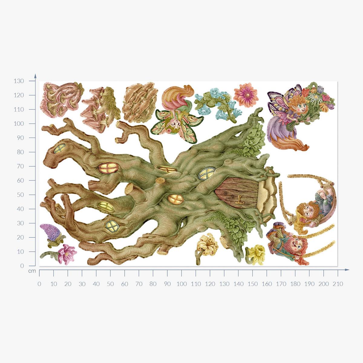 WANDAUFKLEBER 130x209cm - Feenwald - Multicolor, Kunststoff (130/209/0.1cm) - Wallfluent