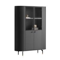 VITRINE ELODIE mit LED-Beleuchtung Schwarz - Schwarz, Holzwerkstoff (112/155/40cm) - Lookway