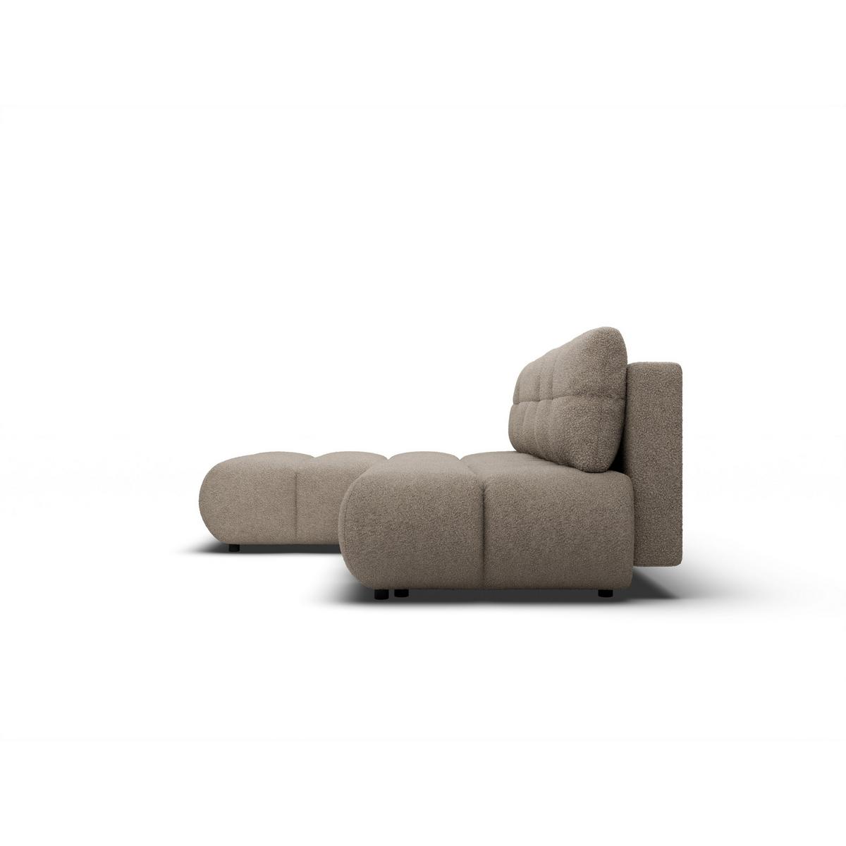 ECKSOFA CORSO L-S Grau Boucle-Stoff mit Schlaffunktion - Grau, Holz (230/177cm) - MASSENO