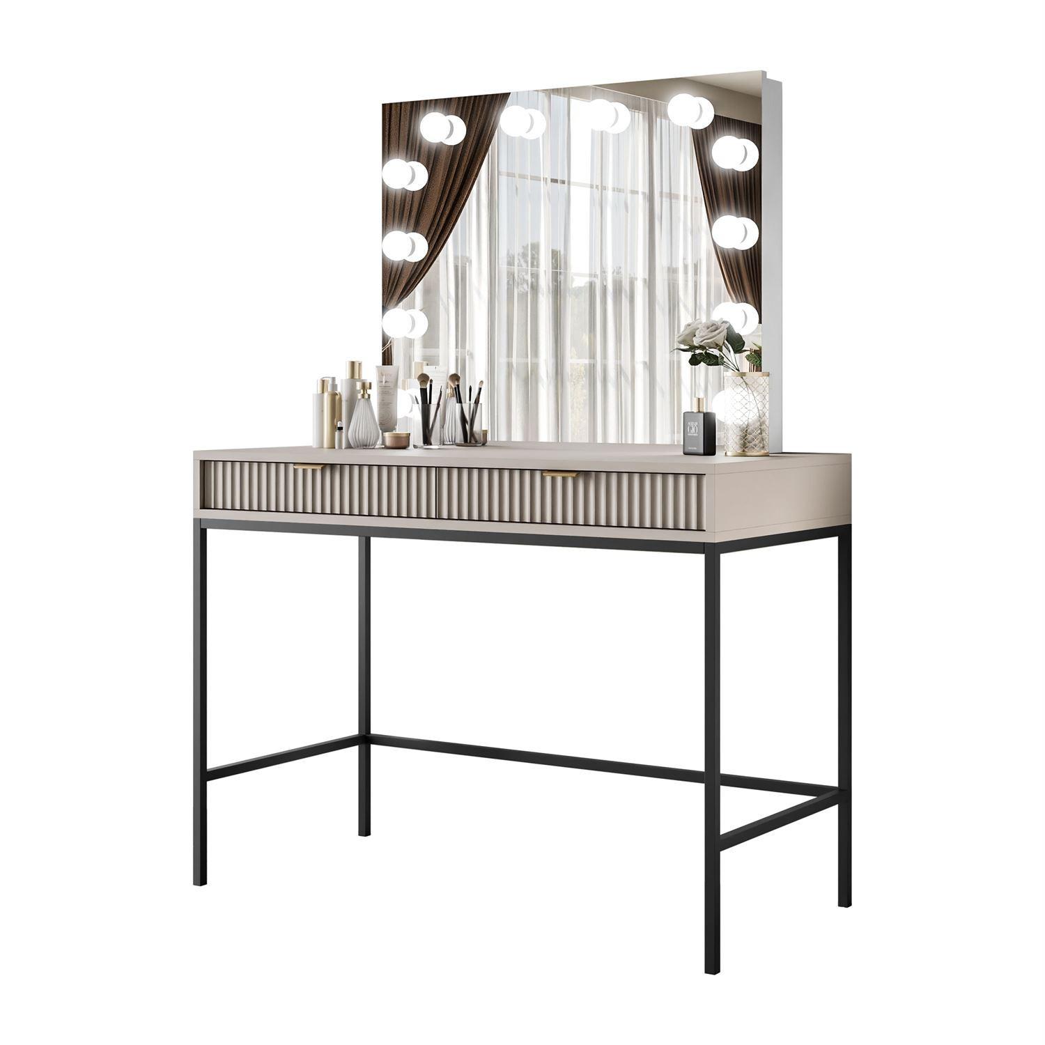 SCHMINKTISCH MIT SPIEGEL CORTADO ELITE KASCHMIR - Beige, Holzwerkstoff (104/78/50cm) - Lookway