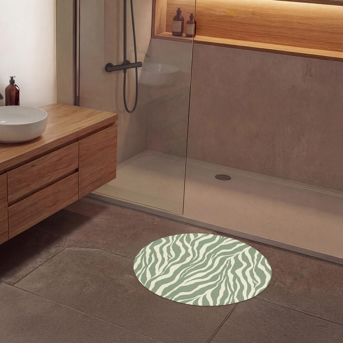 BADEMATTE Zebra - Motiv - Grün Badvorleger 70x70 cm - Salbeigrün, Textil (70/70cm) - OnlyWow