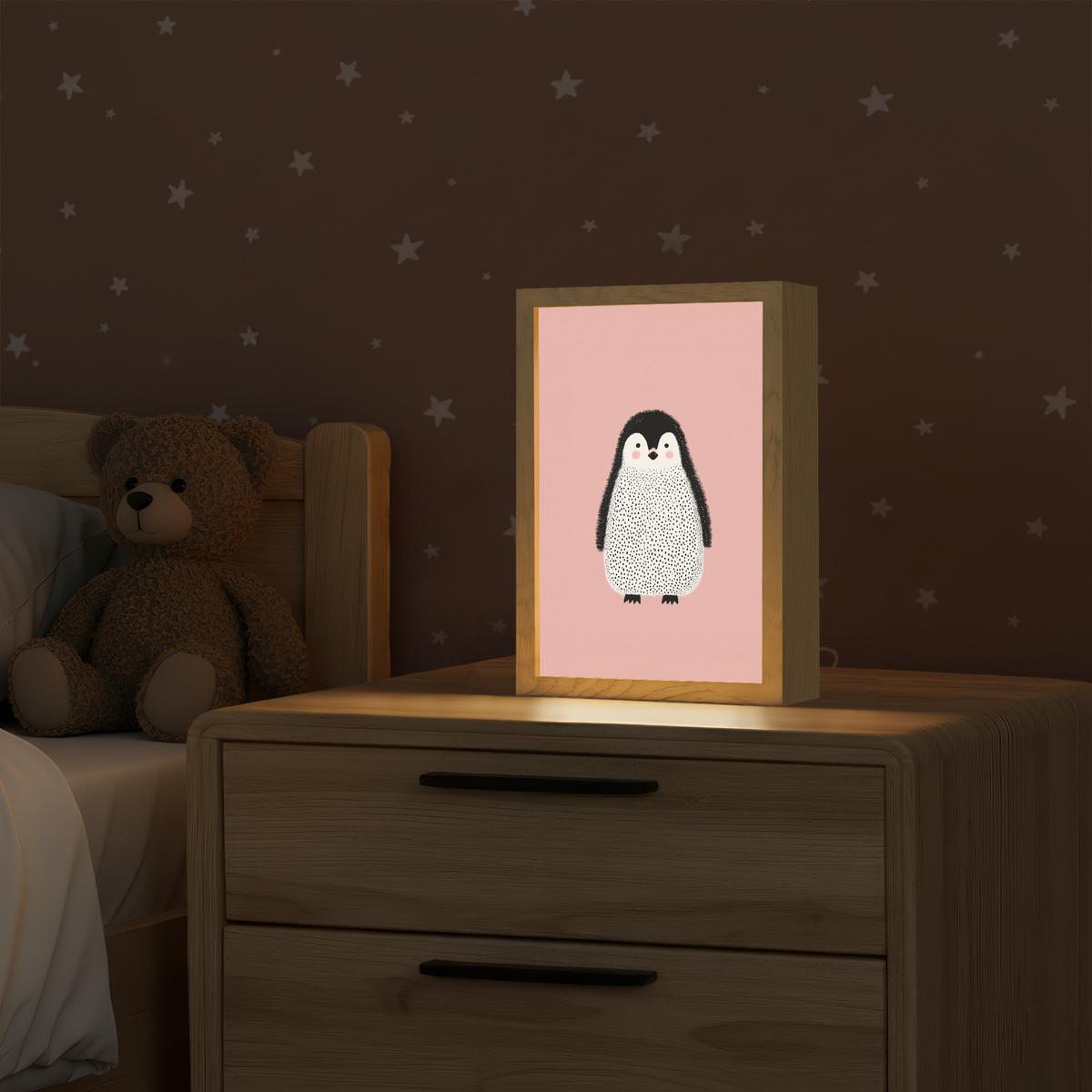 WANDLEUCHTE Pinguin - Punkte - Minimalistisch - Rosa 20x30 cm - Rosa, Holzwerkstoff (20/30/8cm) - OnlyWow