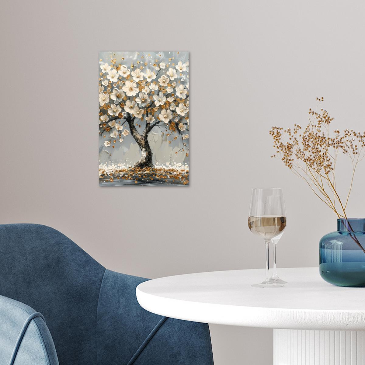 POSTER Baum - Blumen - Weiß - Natur - Kunst Room Decor 20x30 cm - Weiß, Papier (20/30/0.1cm) - MuchoWow