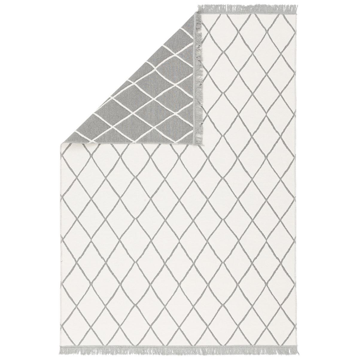 TEPPICH BEIDSEITIG ETHNO KELIM RAUTEN - Weiß/Grau, Textil (140/200cm) - Pergamon