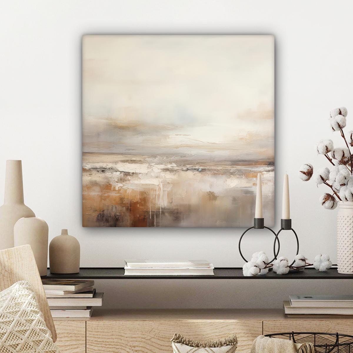 LEINWANDBILD Kunst - Industriell - Grau - Braun - Abstrakt Wandbild Wohnzimmer 50x50 cm - Sandfarben, Textil (50/50cm) - MuchoWow