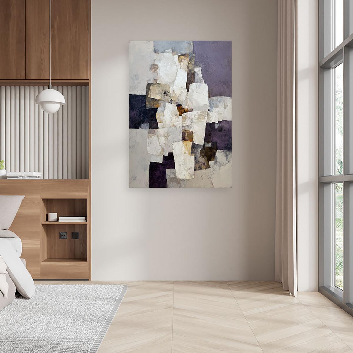WANDBILD, Abstrakt in Beige und Blau - Beige, Textil (70/100cm) - Feeby