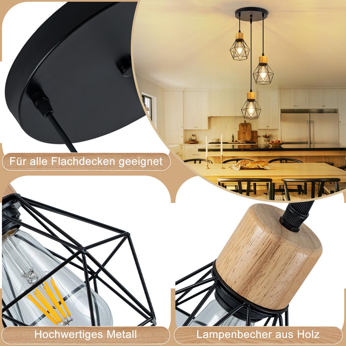 PENDELLEUCHTE Delphine 24/15/146 cm - Schwarz, Metall (24/15/146cm) - ZMH