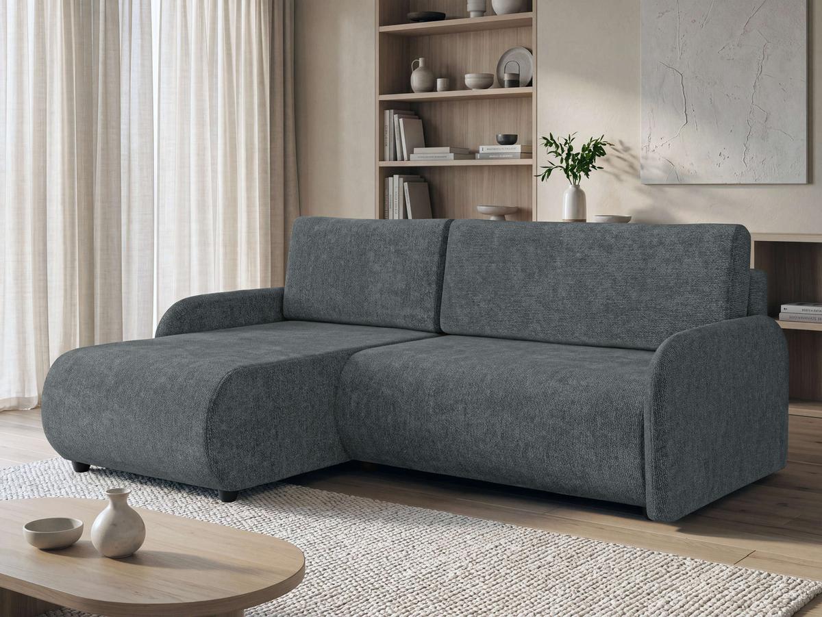 ECKSCHLAFSOFA Nest - Schwarz/Grau, Holz/Kunststoff (233/160cm) - MIRJAN24