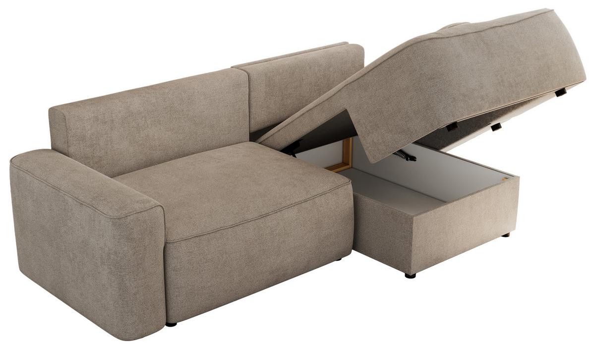 ECKSOFA BELLUNO L Beige Strukture - Rechts - Beige/Schwarz, Textil (233/144cm) - MKS