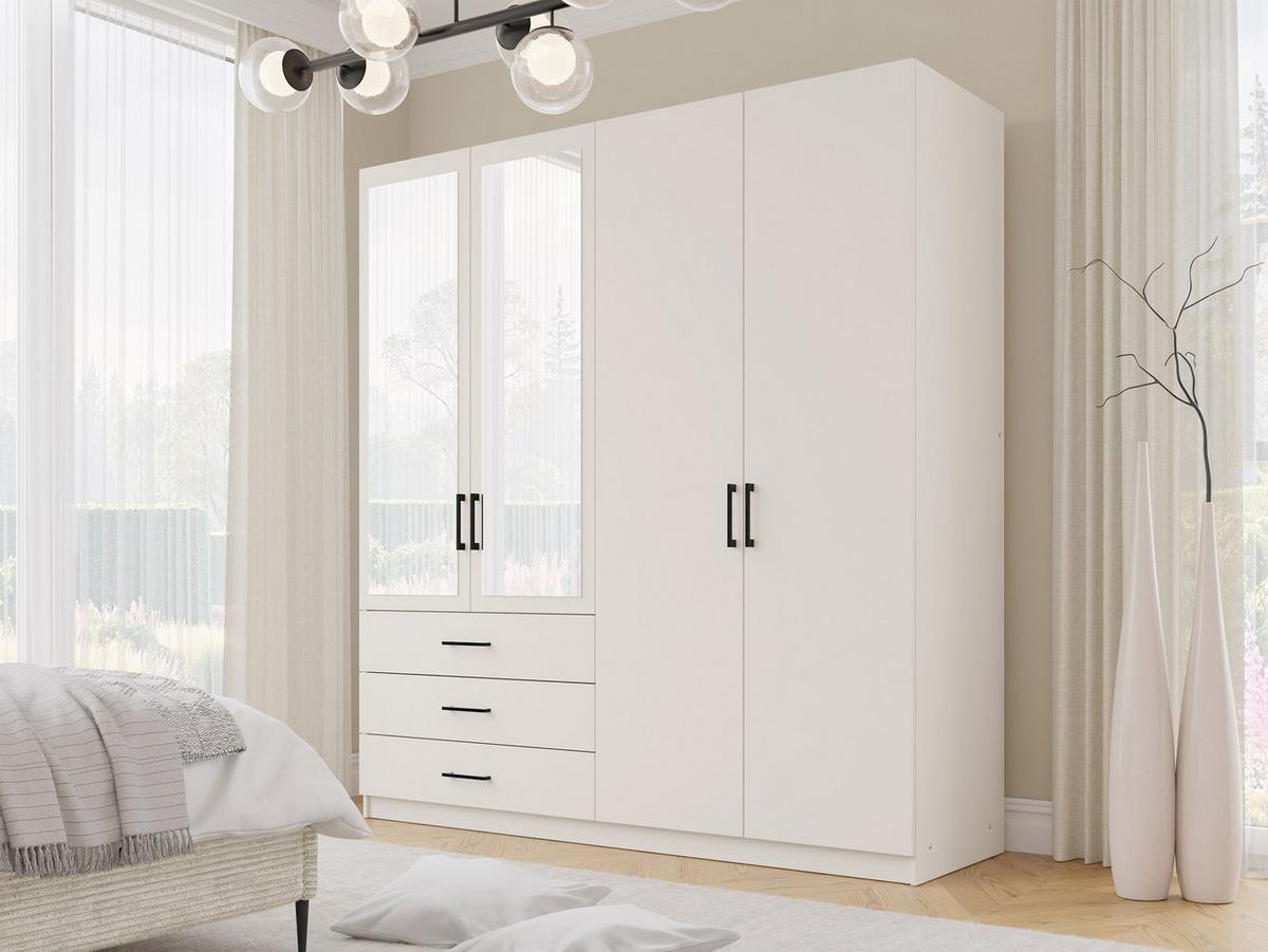 DREHTÜRENSCHRANK Pekin 4D - Kaschmir/Schwarz, Holzwerkstoff/Kunststoff (196/215/60cm) - MIRJAN24