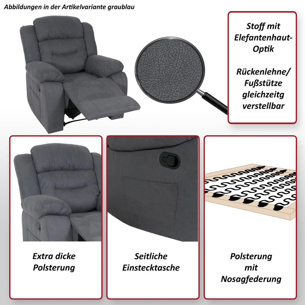 FERNSEHSESSEL XXL Grau - Grau, Textil (95/103/88cm) - MCW