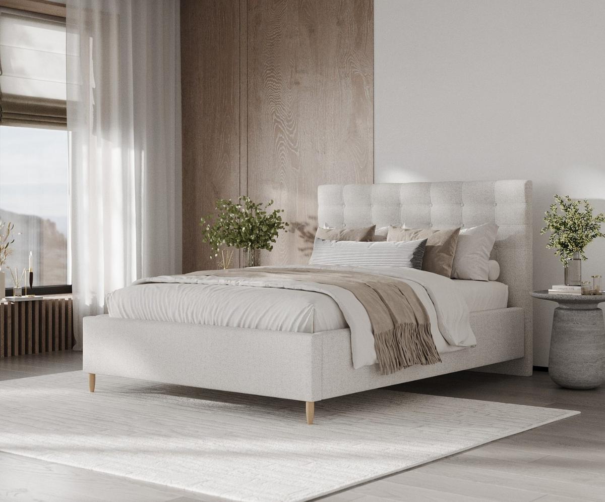 POLSTERBETT Soma 140/200 cm Hellbeige im Riva Stoff - Beige/Naturfarben, Holz/Holzwerkstoff (140/200cm) - AltaBeds