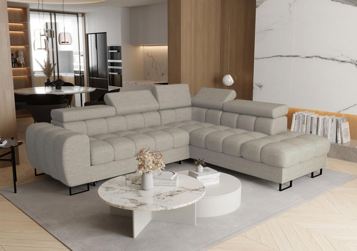 ECKSOFA Bastien Max Mit Schlaffunktion - Beige, Holzwerkstoff/Textil (260/225cm) - Fun Möbel