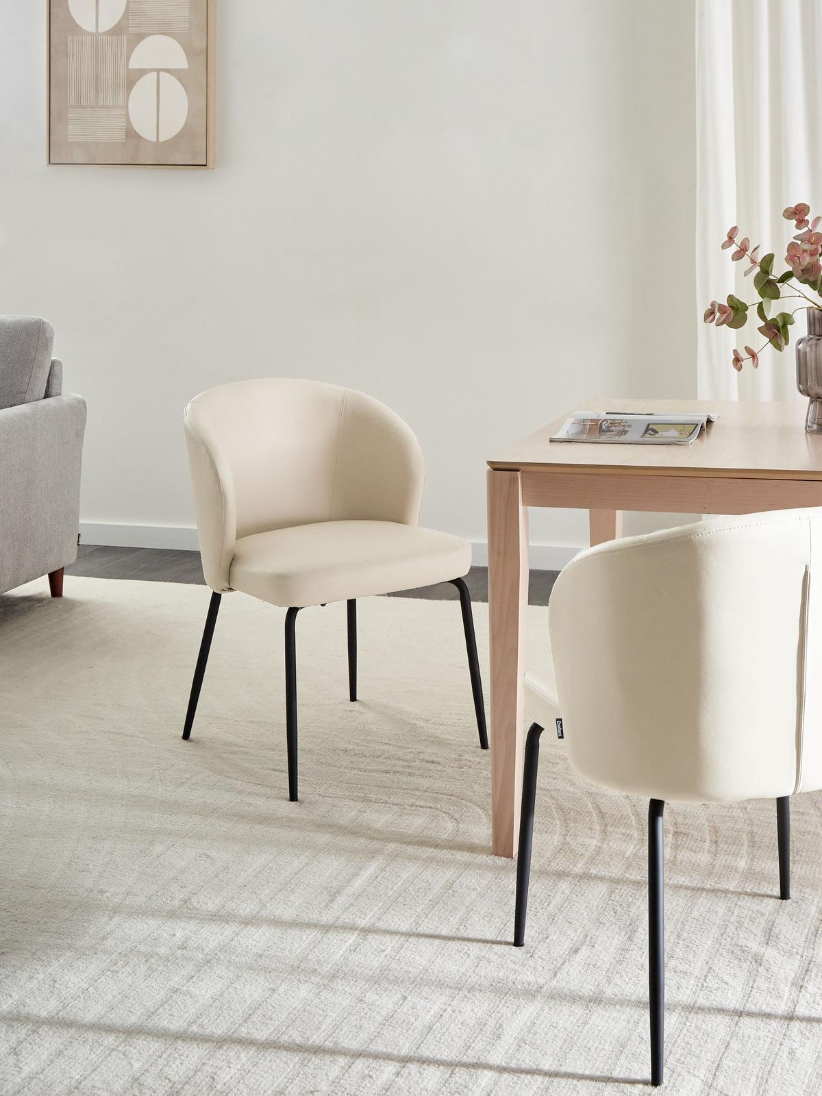 ESSZIMMERSTUHL 2er-Set Kunstleder Hellbeige Zana - Beige, Kunststoff (55/81/56cm) - Beliani