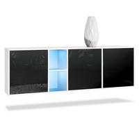 SIDEBOARD Cuba Türen in Schwarz Hochglanz - Schwarz Hochglanz, Holzwerkstoff (182/53/35cm) - Vladon