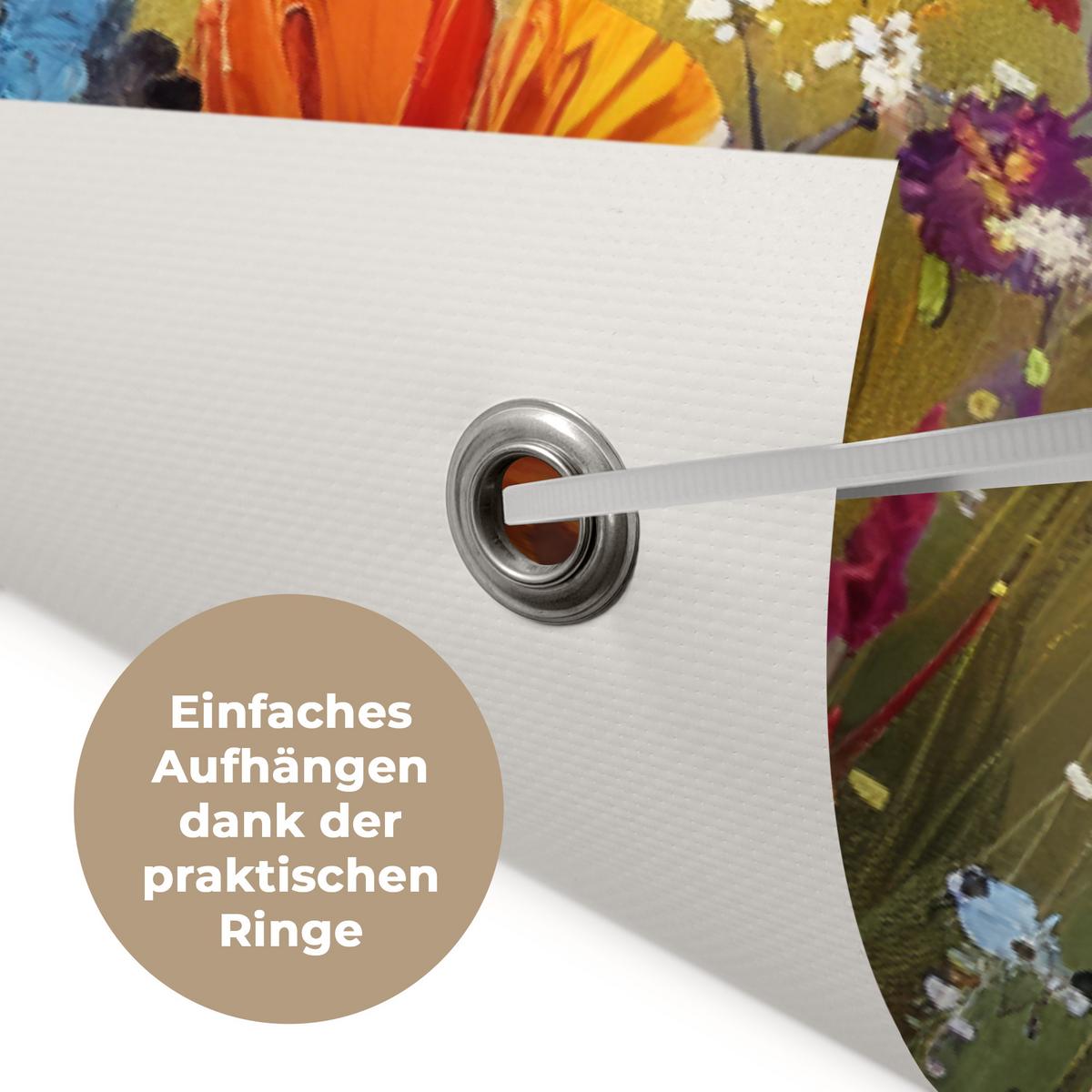 GARTENPOSTER Blumen - Natur - Botanik - Kunst Gartendeko 90x60 cm - Hellblau, Kunststoff (90/60/0.2cm) - OnlyWow