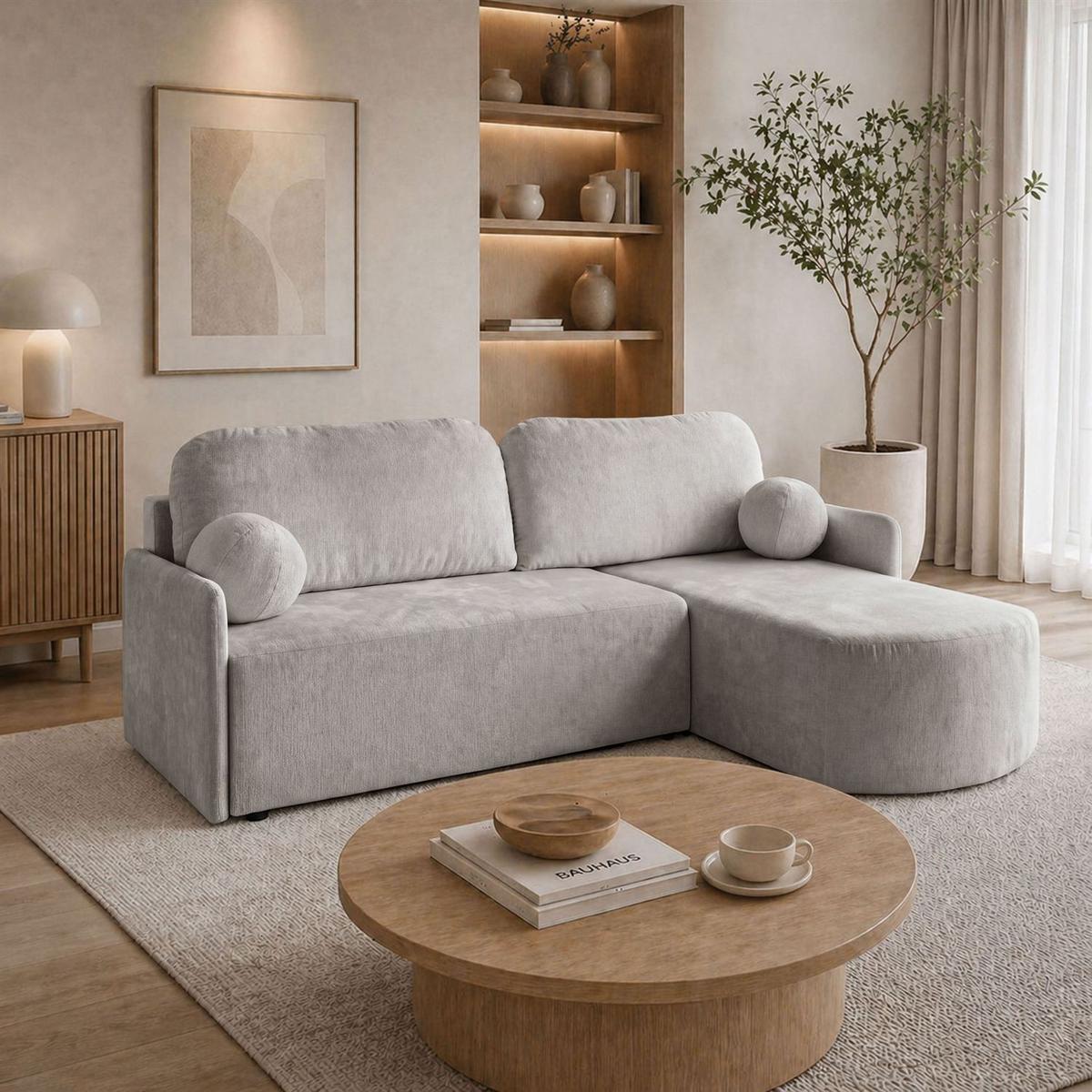 ECKSOFA BLISS mit Schlaffunktion und Bettkasten Harmony 80 - Grau, Textil (212/160cm) - Lookway