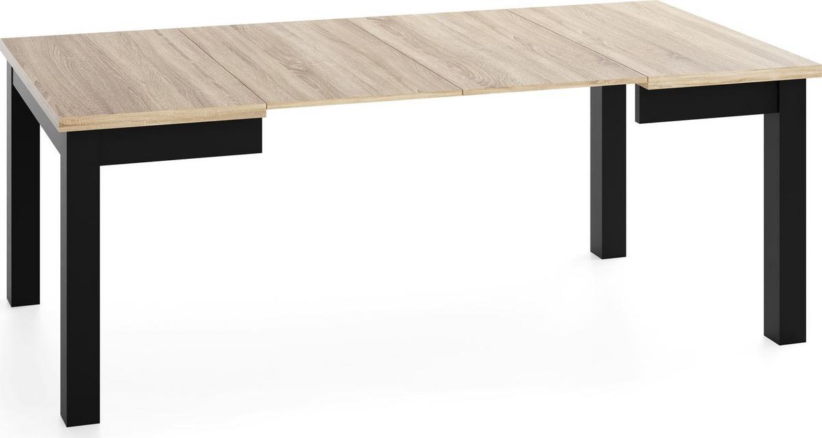 ESSTISCH Toren ausziehbar verlängerbar quadratisch, Eiche Sonoma Hellbraun 100-200/100/76.5 cm - Schwarz/Sonoma Eiche, Holz/Holzwerkstoff (100/200/76.5cm) - WFL GROUP