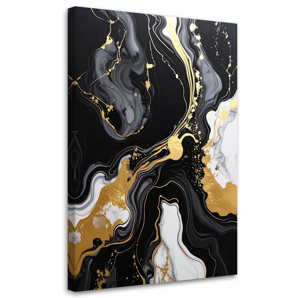 LEINWANDBILD, Schwarz goldene Glamour Abstrakt - Schwarz, Textil (70/100cm) - Feeby
