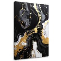 LEINWANDBILD, Schwarz goldene Glamour Abstrakt - Schwarz, Textil (30/45cm) - Feeby