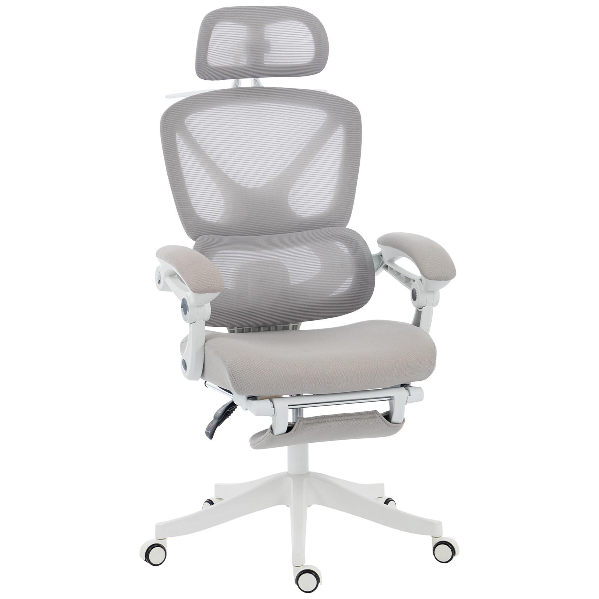 BÜROSTUHL Polyester Hellgrau - Hellgrau, Kunststoff/Textil (71/129/70cm) - HOMCOM