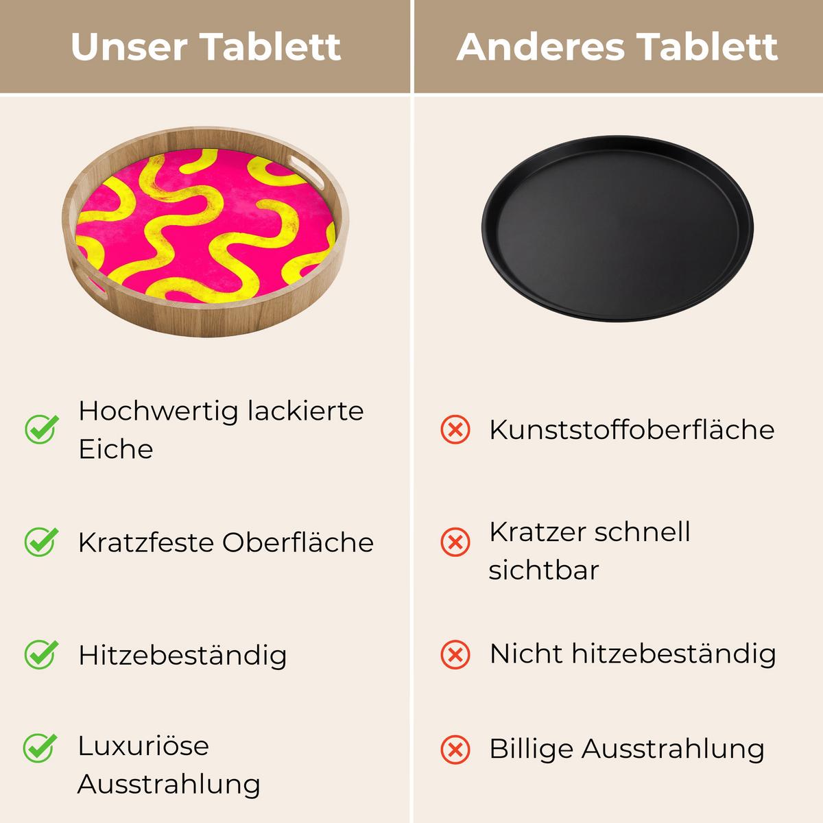 TABLETT Linie - Gelb - Abstrakt 40x40 cm - Pink, Holz (40/5/5cm) - OnlyWow