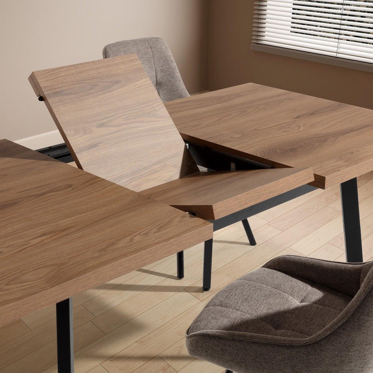 TISCH ausziehbarer von 138 bis 178 cm mit Metallbeinen 85/76/138 cm - Nussbaumfarben, Holzwerkstoff (91.6/85/76cm) - Calicosy