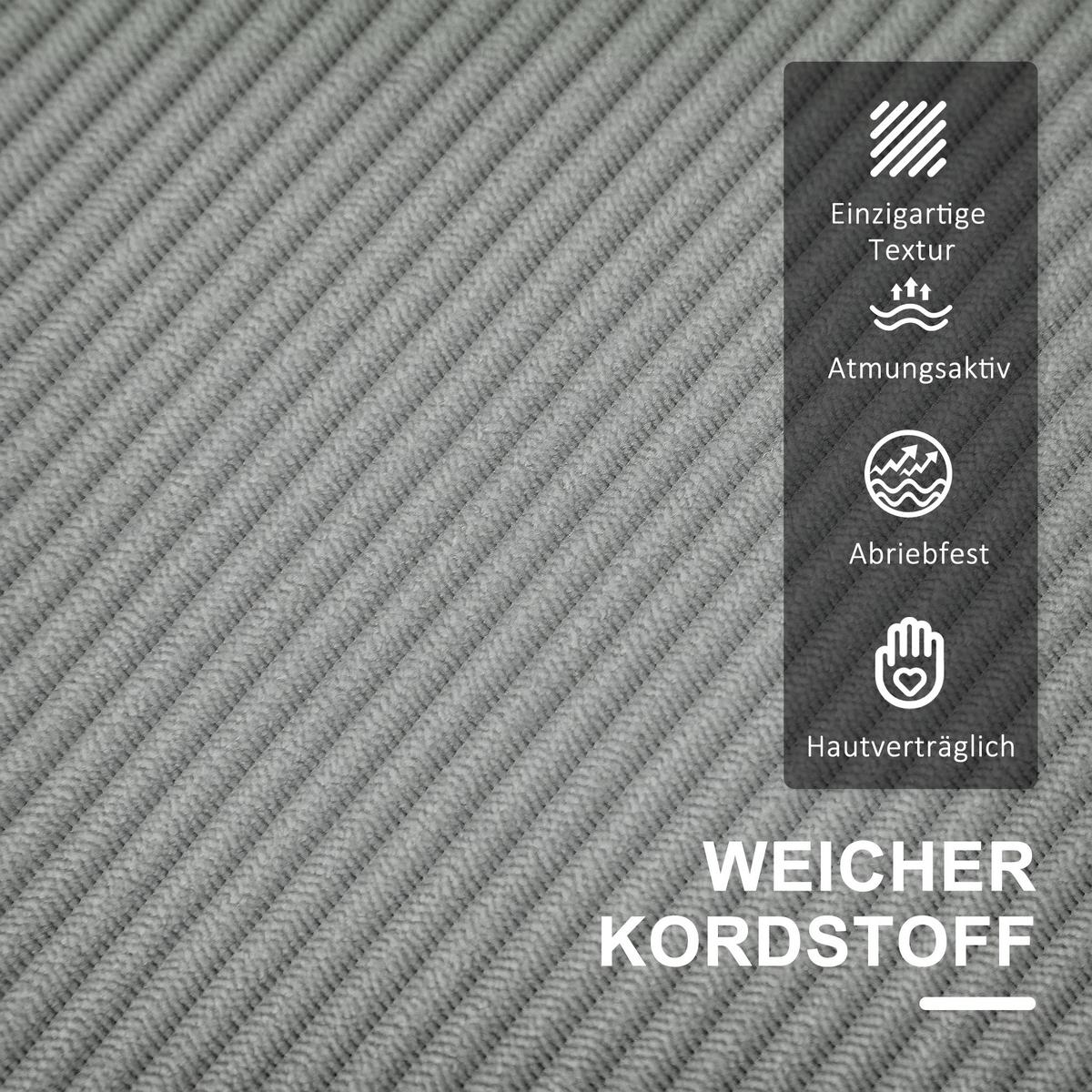 SOFA 2 Sitzer klein Couch mit Armlehne, Stauraum für Wohnzimmer, Hellgrau - Hellgrau/Naturfarben, Holz/Textil (63/79/117cm) - HOMCOM