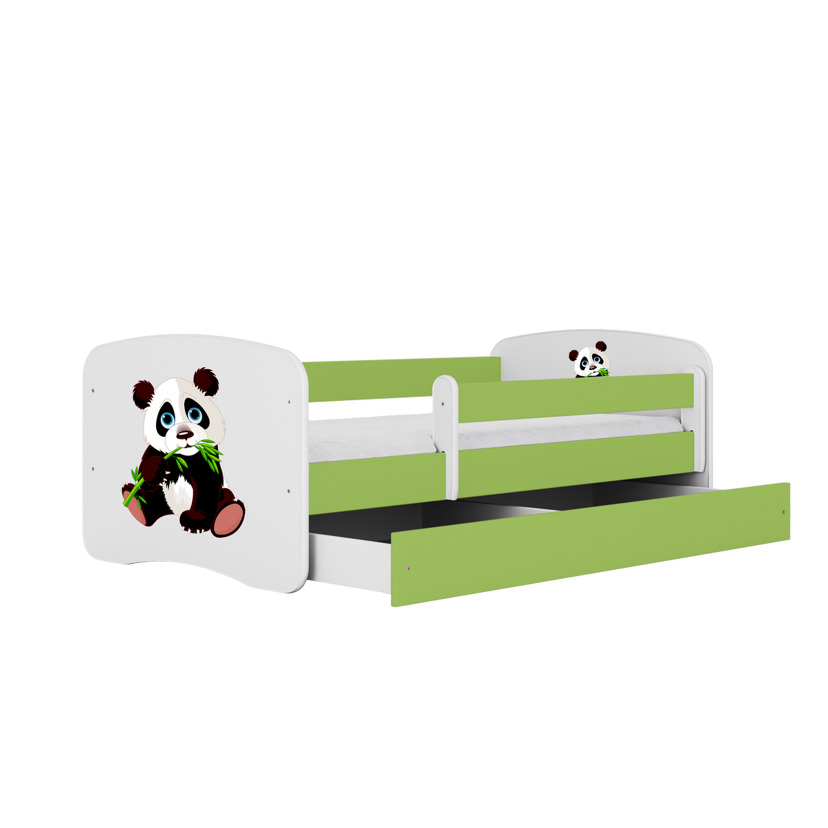 KINDERBETT Panda 2 mit Schublade 180/80 90/61/184 - Grün, Holzwerkstoff (80/180cm) - RAUMHIRSCH FURNITURE