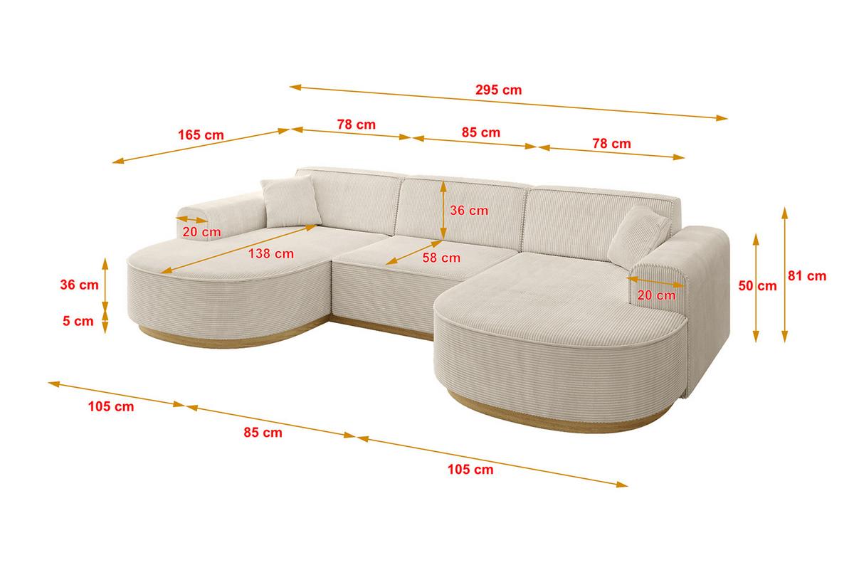 WOHNLANDSCHAFT MARI-U1-v2 - 303x171x83 cm Beige Cord - Beige, Holzwerkstoff/Textil (303/83/171cm) - ALTDECOR