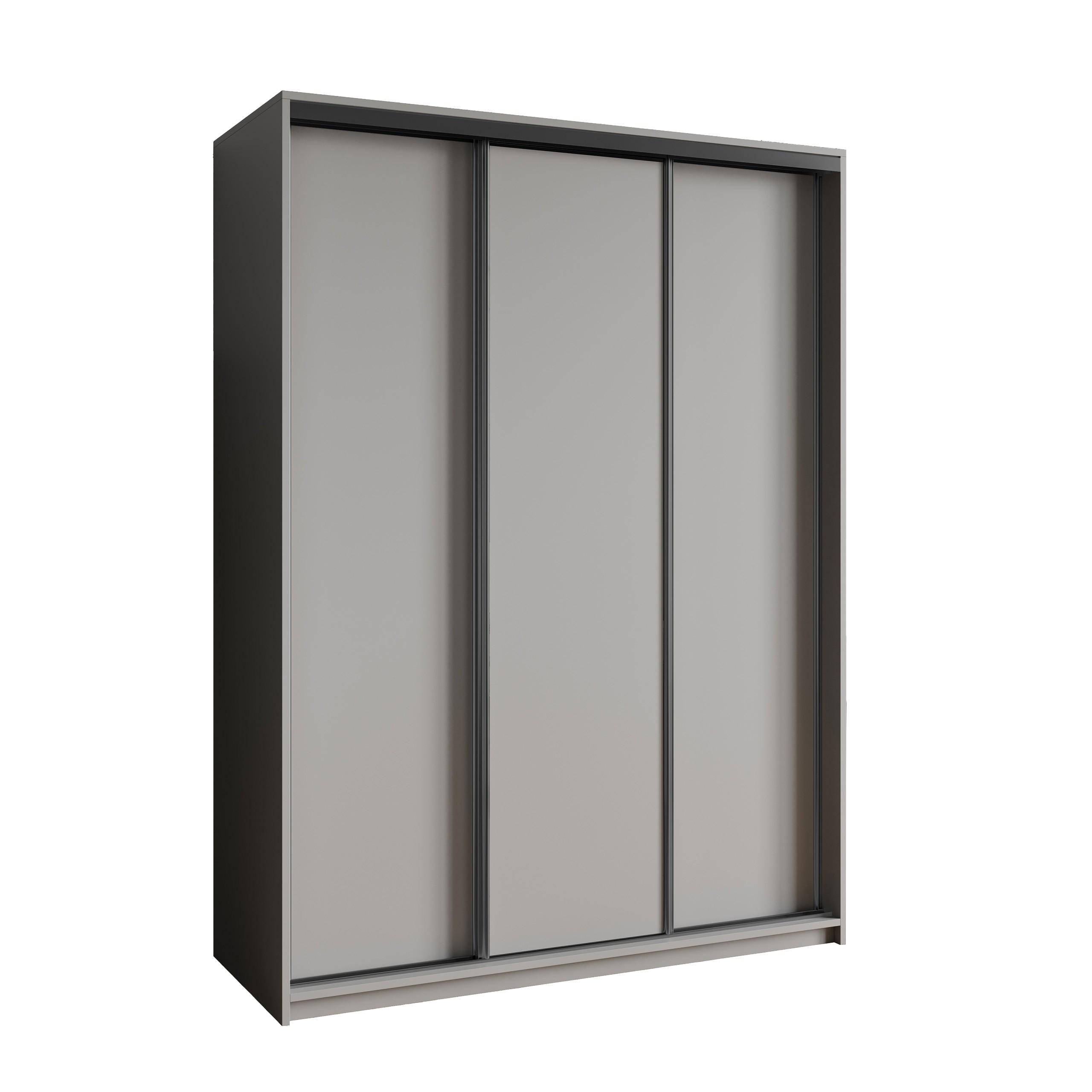 SCHWEBETÜRENSCHRANK NISSE 150/205/60 cm 3-türig Graphitfarben - Graphitfarben, Holzwerkstoff (150/205/60cm) - MASSENO