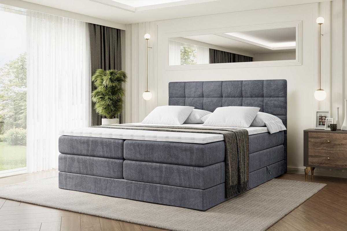 BOXSPRINGBETT BRUGO KING - 140 x 200 - H3/H4 - Dunkelgrau - Dunkelgrau, Holzwerkstoff (140/200cm) - ALTDECOR
