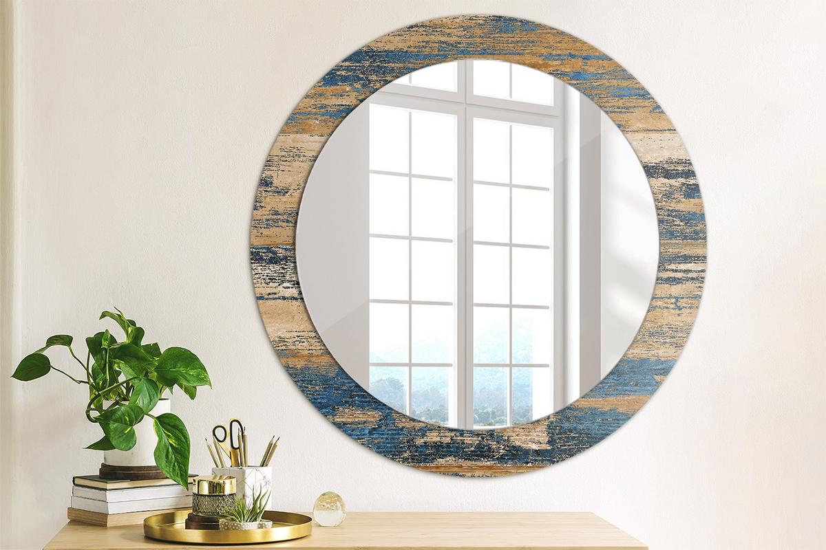 SPIEGEL Ø70 cm Rund mit Aufdruck - Blau, Glas (70/70/0.4cm) - TULUP