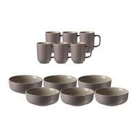 BRUNCHSET Jasper taupe 12er Set - Taupe, Keramik (2/2/2cm) - Ritzenhoff Breker