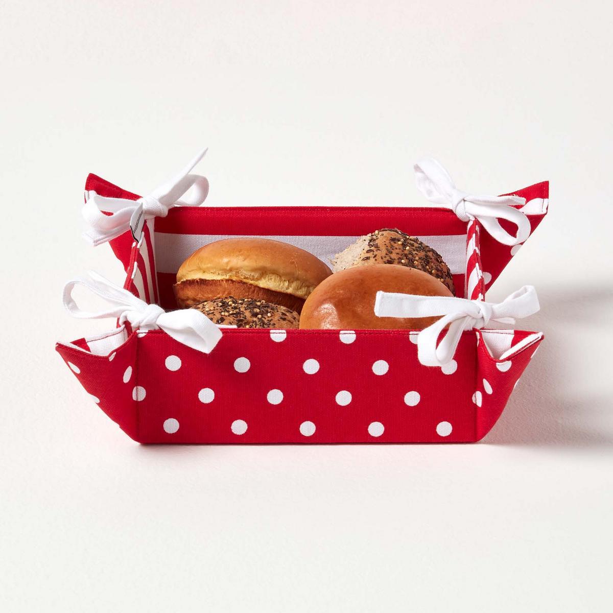BROTKORB Polka Dots – faltbar mit Wende-Design - Rot, Textil (22/7/22cm) - Homescapes