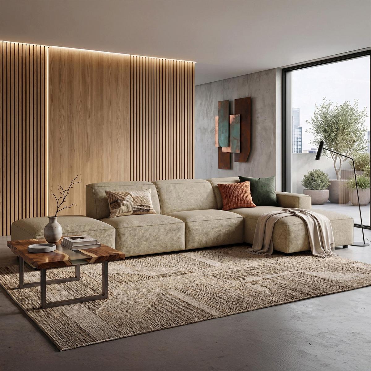 ECKSOFA Sellmo 344 cm - Schwarz/Cappuccino, Kunststoff/Textil (350/166cm) - Selsey