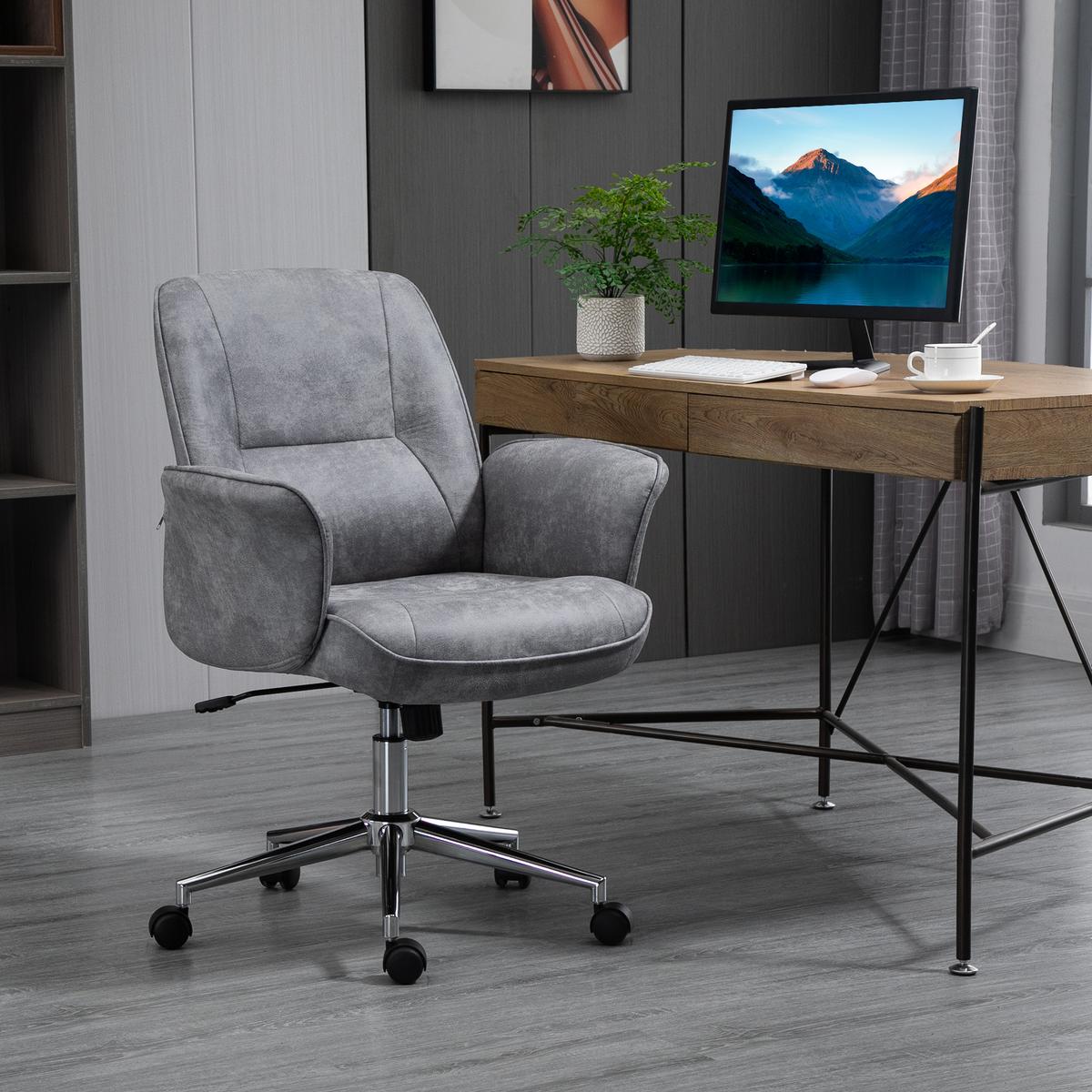 BÜROSTUHL Schreibtischstuhl drehbar verstellbar Mikrofaser Schaumstoff Grau - Hellgrau, Kunststoff (70/106/65cm) - Vinsetto