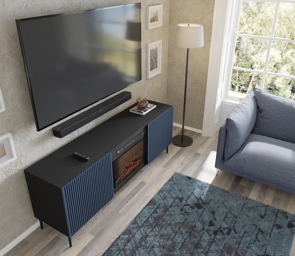 KOMMODE Schwarz, Marineblau 170/63/42 - Schwarz, Holzwerkstoff (170/63/42cm) - RAUMHIRSCH FURNITURE