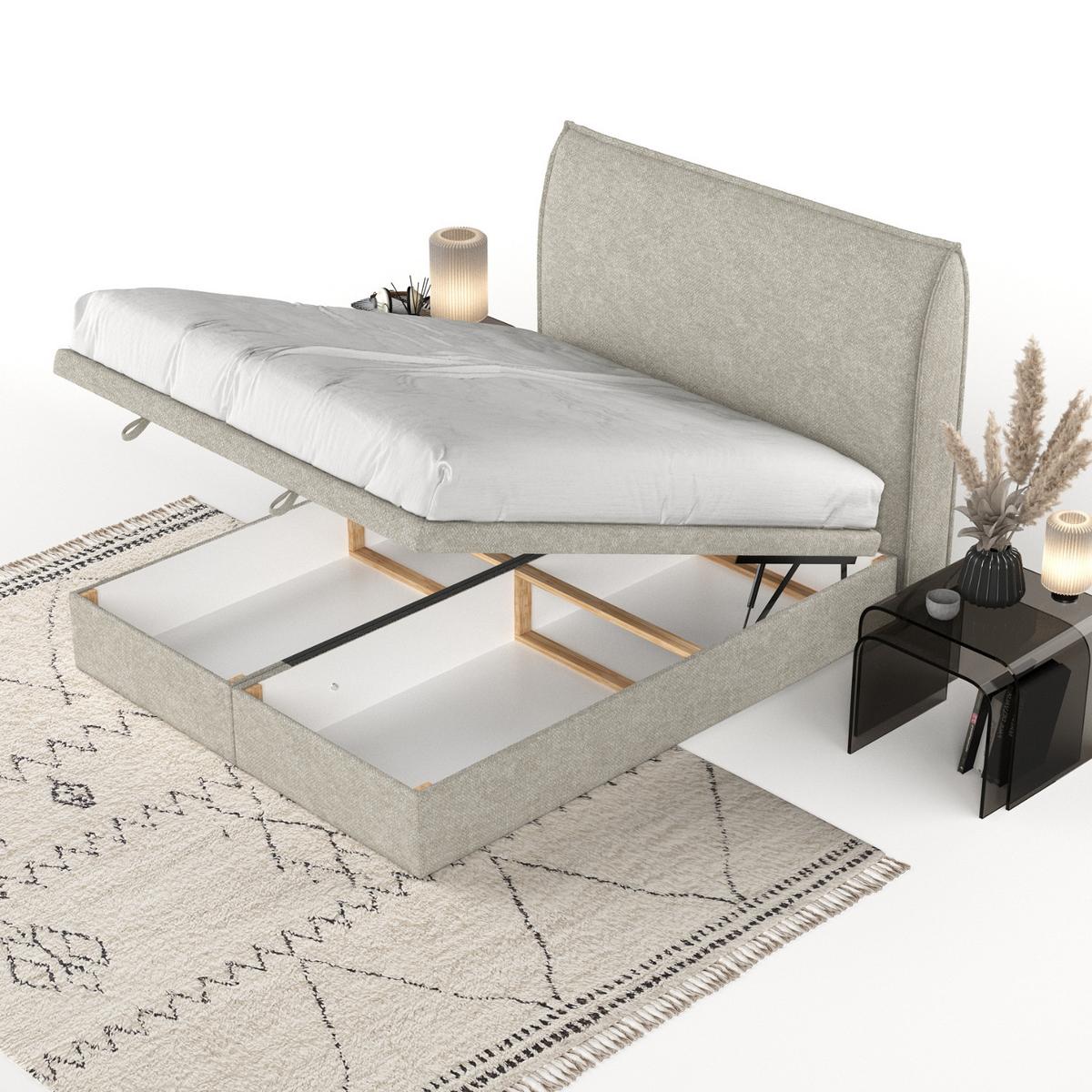 POLSTERBETT Tuvalu mit Stauraum 120/200 cm Beige im Alta Stoff - Beige/Schwarz, Holz/Holzwerkstoff (120/200cm) - AltaBeds
