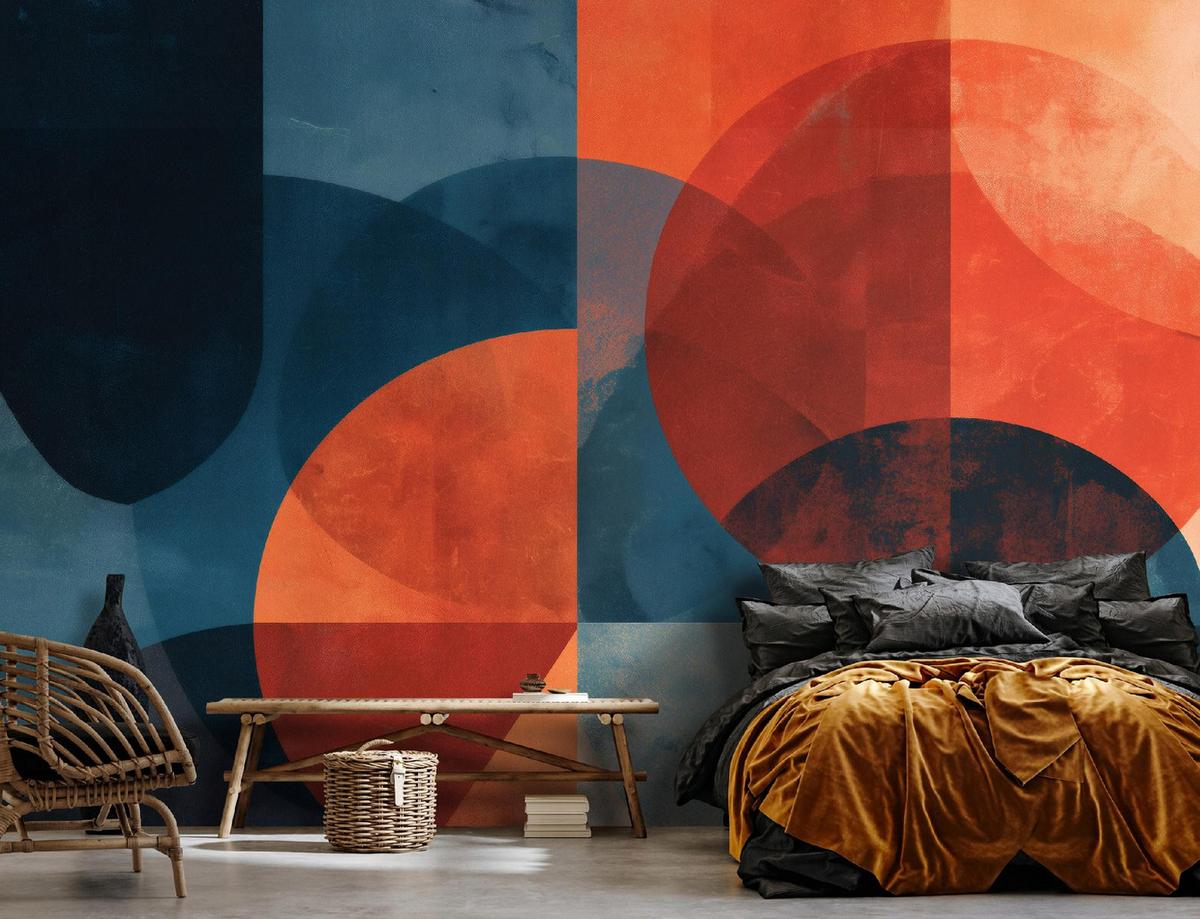 FOTOTAPETE Abstrakt Boho Blau 250x175 cm - Multicolor, Papier (250/175cm) - Wallarena