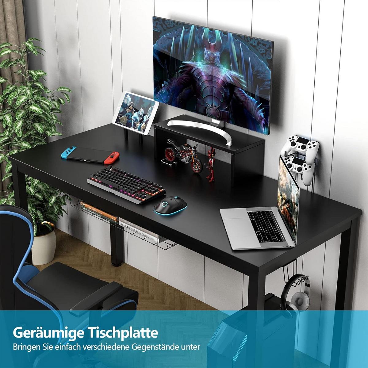 COMPUTERTISCH Schwarz - Schwarz, Holzwerkstoff (60/155/90cm) - COSTWAY