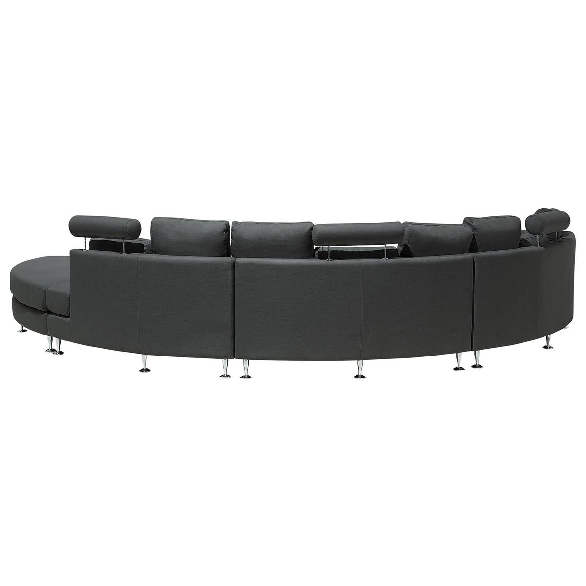 7-SITZER-SOFA mit Ottomane Polyester Grau Rotunde - Dunkelgrau, Textil (448/76/236cm) - Beliani