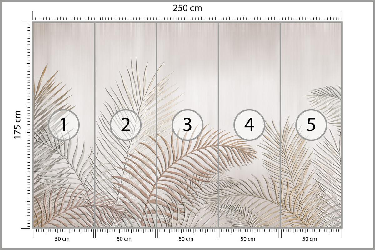 FOTOTAPETE für Schlafzimmer Beige Palmenblätter Delikat 250x175 - Beige/Braun, Papier (250/175cm) - Muralo
