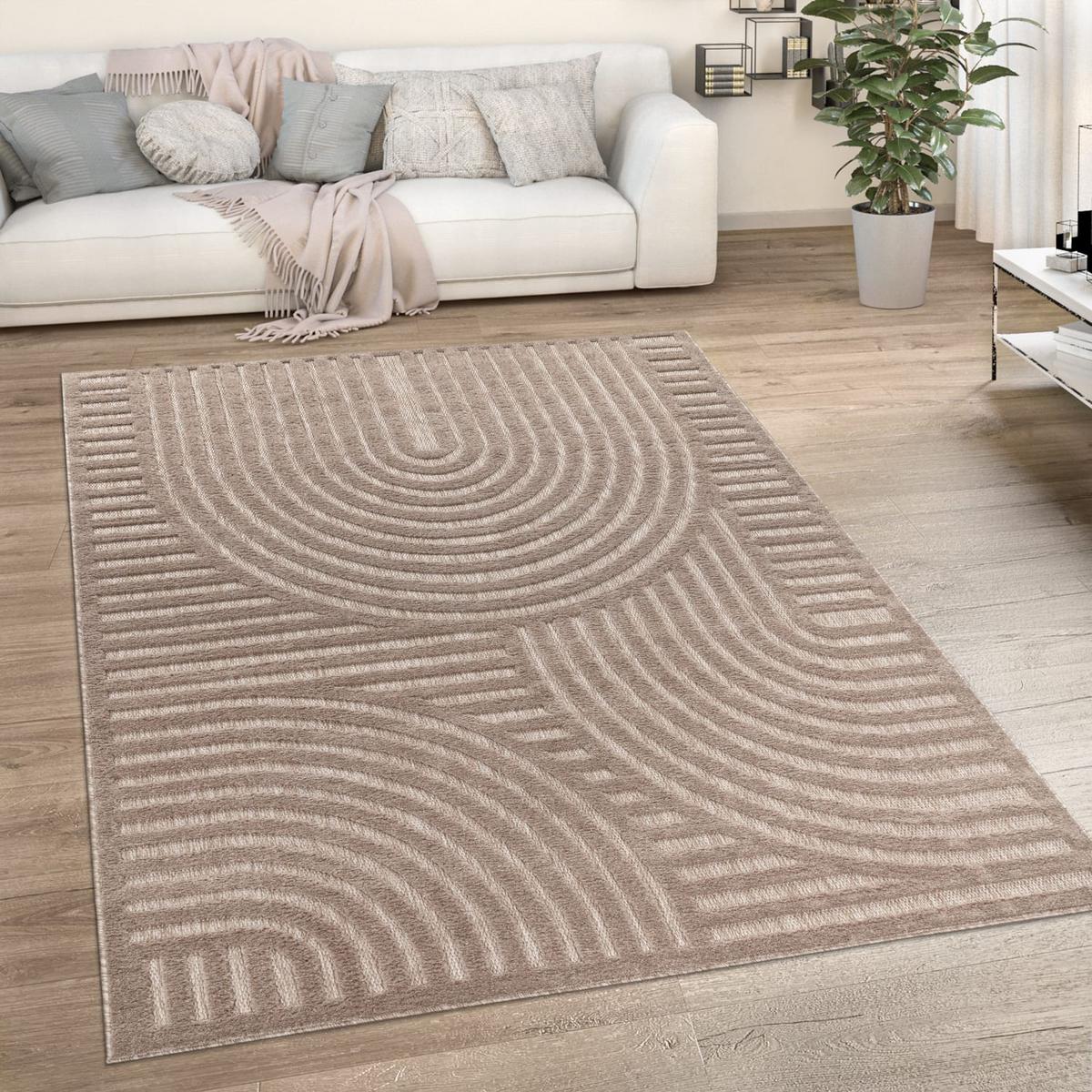 KURZFLORTEPPICH, mit Struktur, aus Polypropylen, Florhöhe 10 mm, Beige, 120 x 160 cm - Beige, Textil (120/160cm) - KADIMA DESIGN